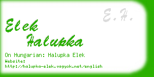 elek halupka business card